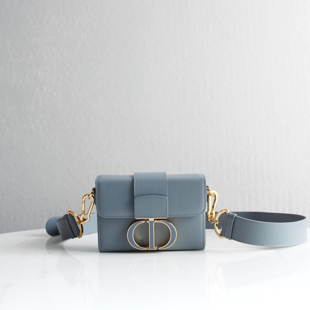 30 Montaigne Box Bag Light Blue Box Calfskin